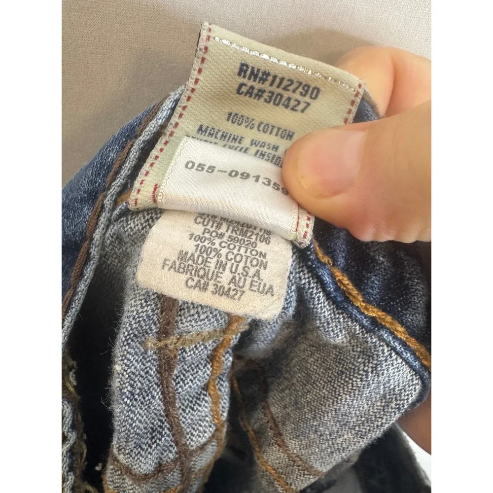 True Religion Brand Jeans Mens 31X30 Blue Denim Straight Leg Contrast Stitch USA